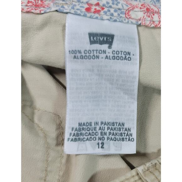 Levi's Tan Beige Chino Denim Shorts 12 Flat Front Slashed Pockets Lightweight - Picture 4 of 4